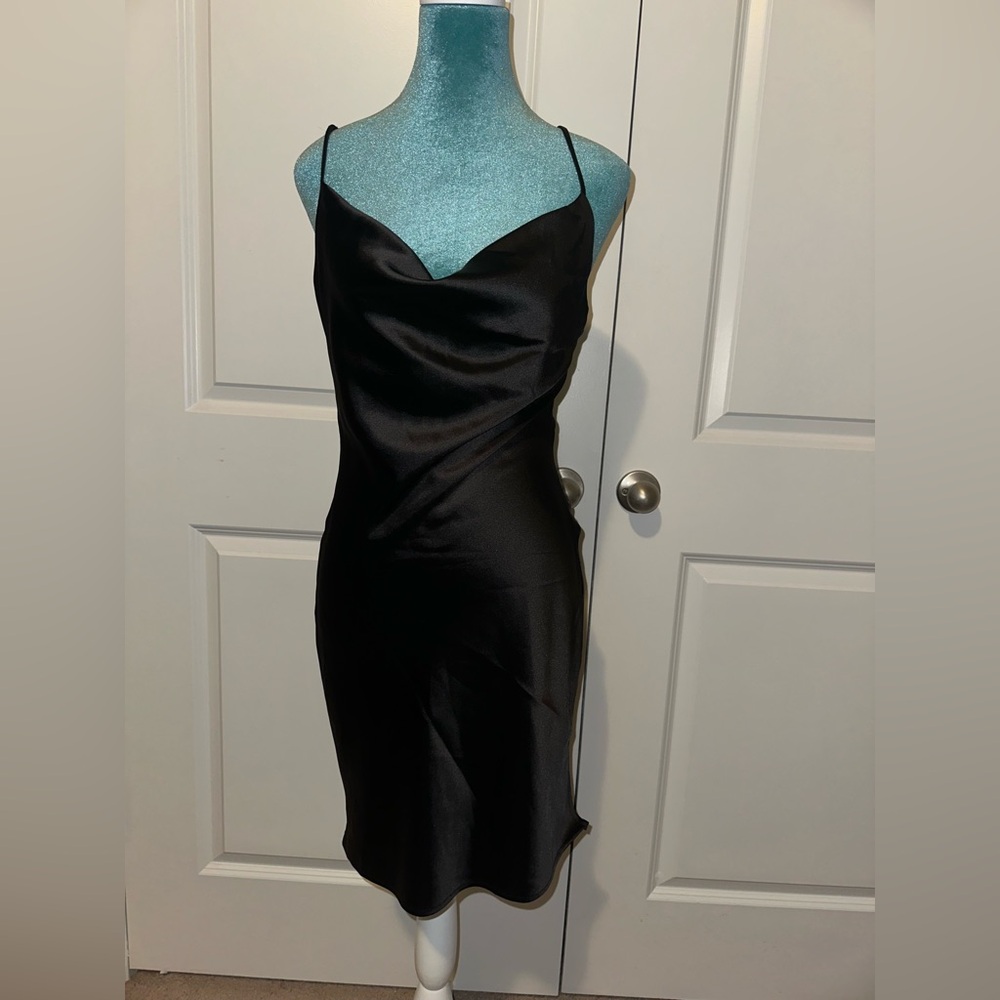 Silky black dress 👗✨